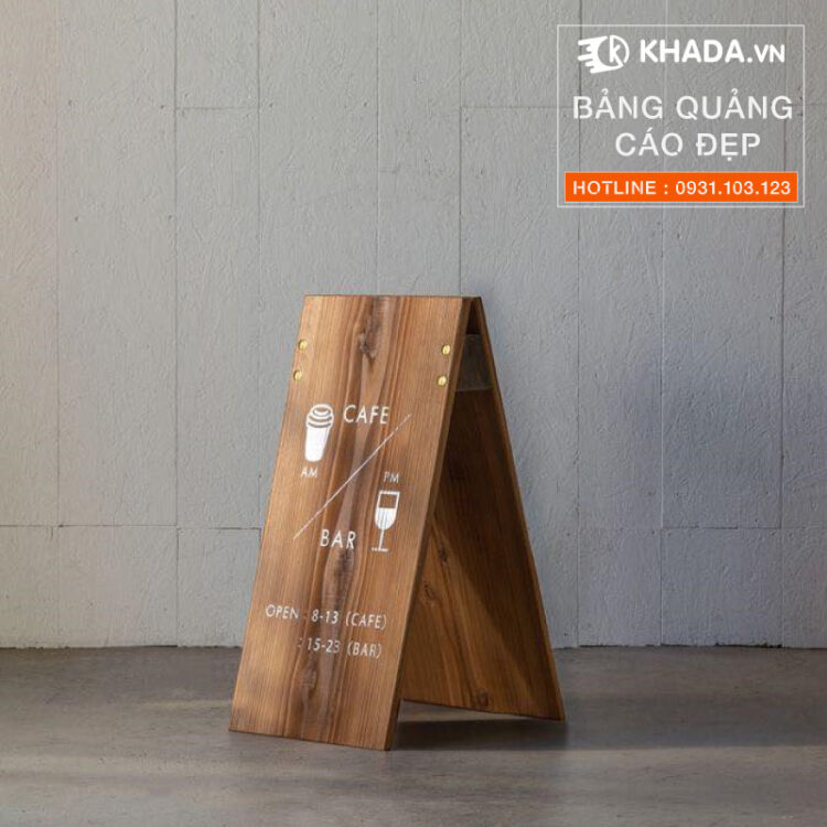 Bảng gỗ chữ A quảng cáo cafe | Khada Decor