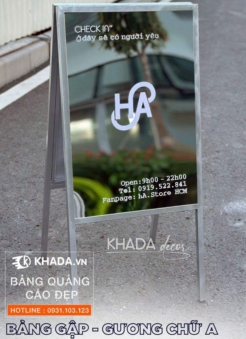 Bảng hiệu gương gặp chữ a 2 mặt decor hàn quốc | Khada Decor