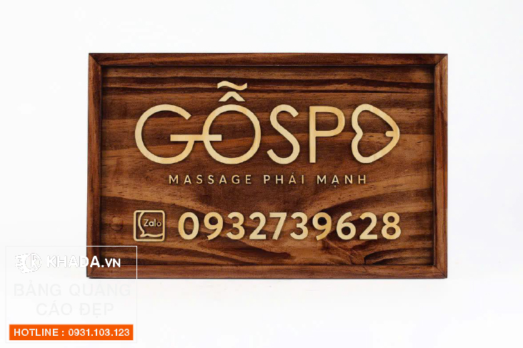 Thi công decor bảng hiệu GỖ SPA trọn gói - Khada Decor