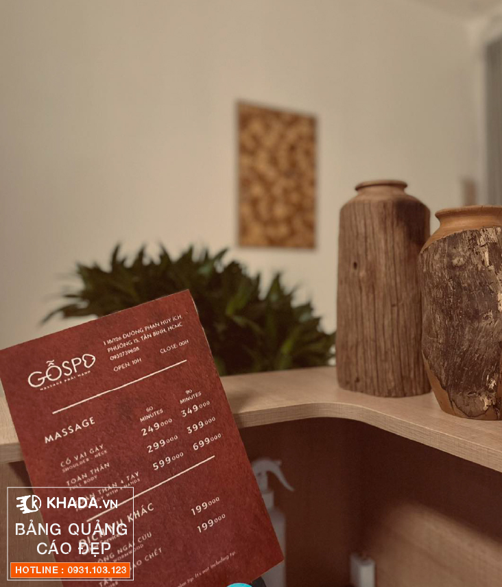 Thi công decor bảng hiệu GỖ SPA trọn gói - Khada Decor