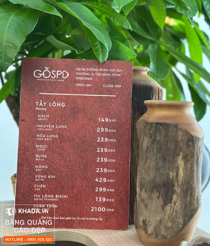 Thi công decor bảng hiệu GỖ SPA trọn gói - Khada Decor