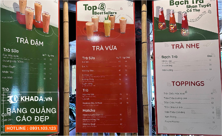 Bảng menu nước Teajoy by Khada Decor