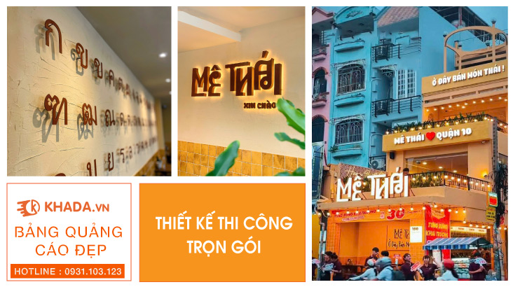 Thi công bảng hiệu bảng decor trọn gói quán ăn Mê Thái