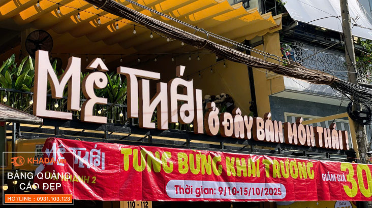 Decor bảng hiệu trọn gói quán ăn Mê Thái 2 - Gò Vấp