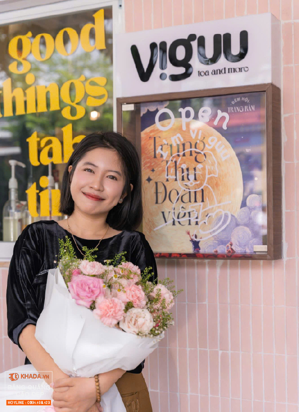 Gia Công Chữ Mica Rỉ Sét Bảng Vẫy Cho Quán Trà VịGuu Tea&More Chi Nhánh 3