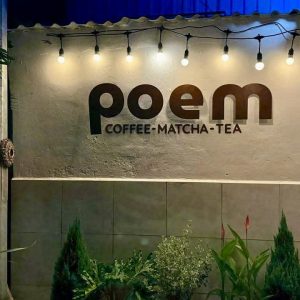 Hộp đèn và chữ nổi sơn rỉ sét POEM COFFEE MATCHA TEA Mỹ Tho