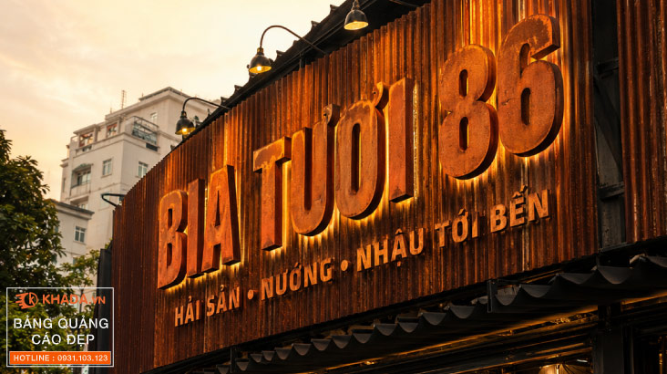 Bảng Hiệu Quán Nhậu Sơn Rỉ Sét Phong Cách Thu Hút Mọi Ánh Nhìn