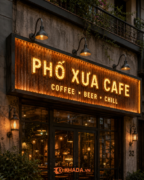 Bảng Hiệu Quán Nhậu Sơn Rỉ Sét Phong Cách Thu Hút Mọi Ánh Nhìn