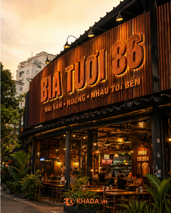 Bảng Hiệu Quán Nhậu Sơn Rỉ Sét Phong Cách Thu Hút Mọi Ánh Nhìn