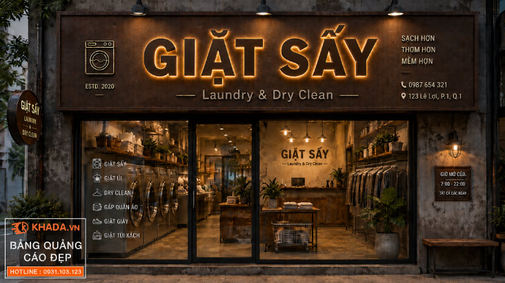 Xu Hướng Bảng Hiệu Giặt Sấy Sơn Rỉ Sét