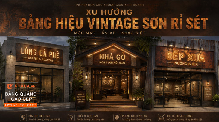 Xu Hướng Bảng Hiệu Vintage Sơn Rỉ Sét Nghệ Thuật Khác Biệt Cho Thương Hiệu