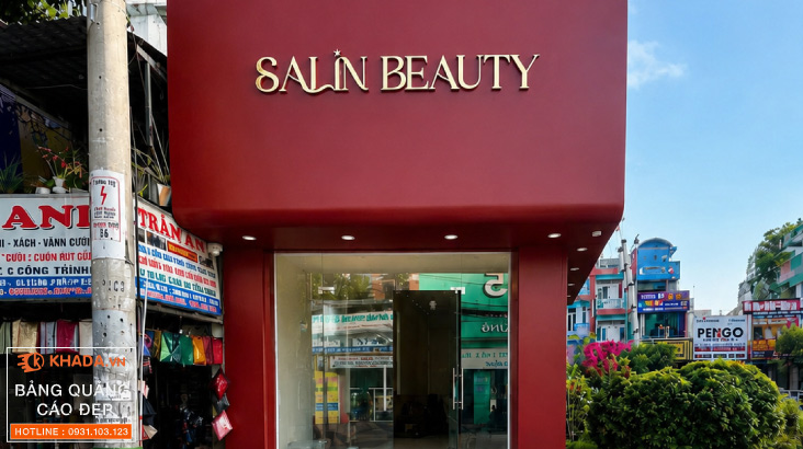 Thi công chữ nổi inox hộp đèn vô cực Salin Beauty Nail Tân Phú