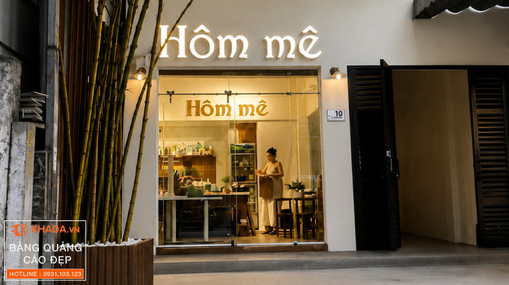 Thi công chữ nổi rỉ sét hộp đèn quán Hôm Mê Phường An Khánh | Khada Decor